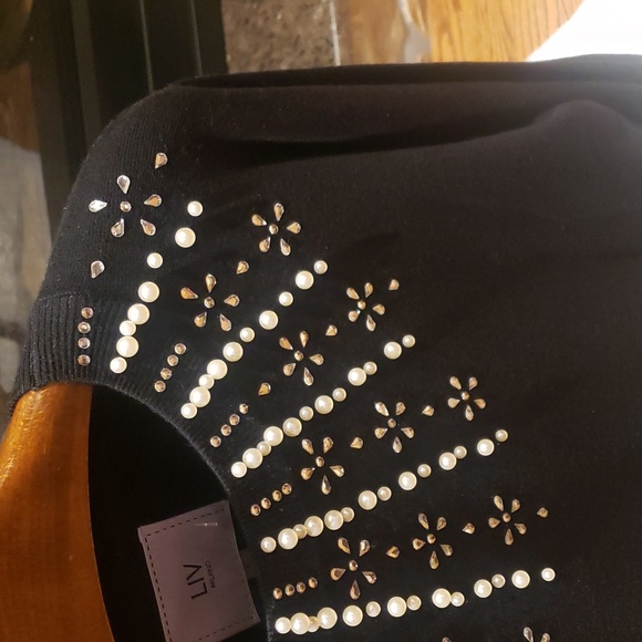 Nwt Liv Milano Large black with white pearl and cyrconia sweater - Picture 8 of 9